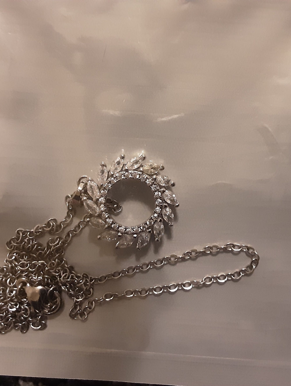 New Spiral Crystal Zircon Circular Necklace - Picture 3 of 4